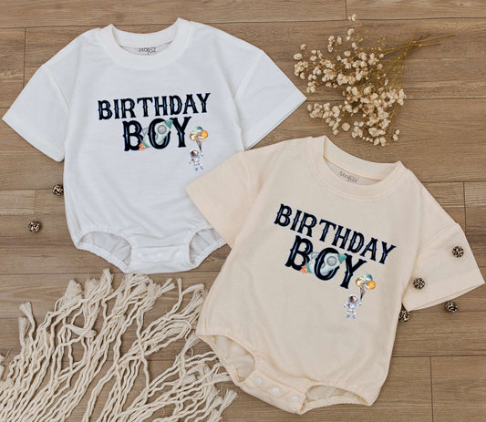 Galaxy Birthday Boy Bodysuit Rocket Ship Font Astronaut Planet Balloons Turquoise Red First Birthday Outfit Cute Baby Clothes