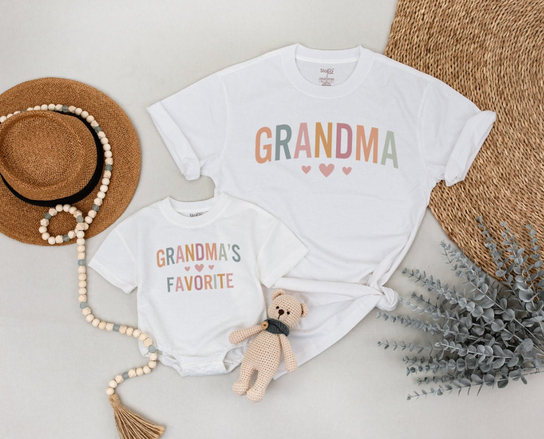 Matching Grandma's Favorite Shirts Pastel Colors Baby Toddler Girl Gift New Grandma First Mother's Day Outfit Soft Comfortable Cotton