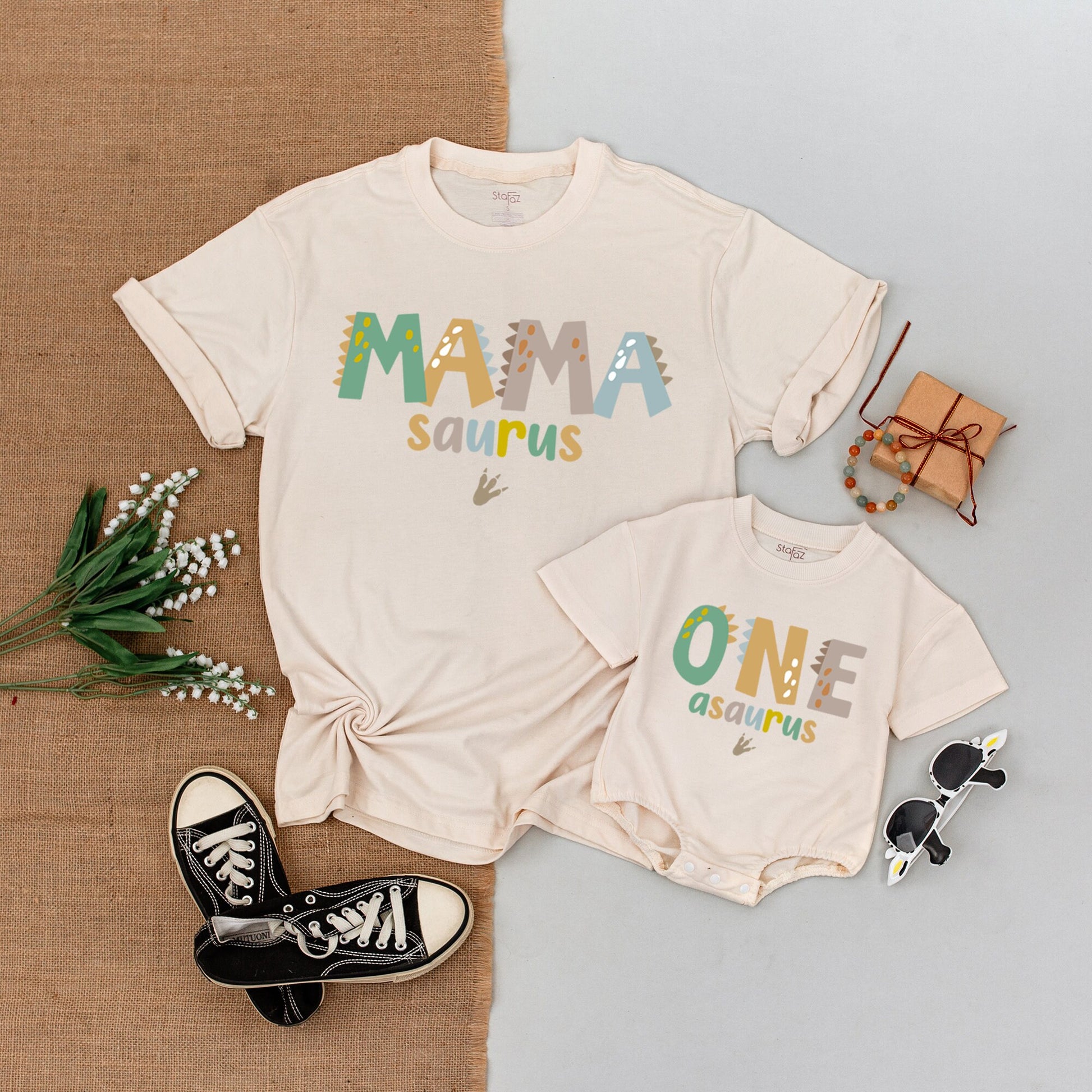 Oneasaurus 1st Birthday Dinosaur Family Matching Shirts Mommy Daddy Baby Boy Outfit Cute Dino Birthday Celebration Gift Idea