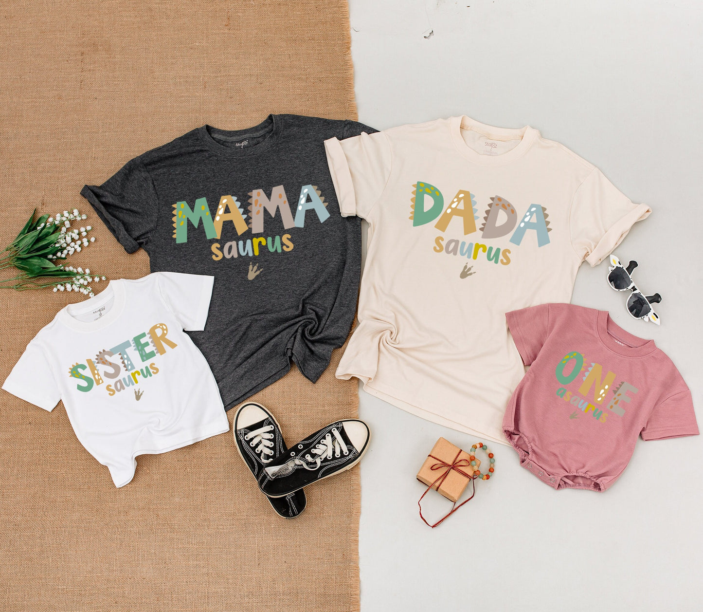 Oneasaurus 1st Birthday Dinosaur Family Matching Shirts Mommy Daddy Baby Boy Outfit Cute Dino Birthday Celebration Gift Idea