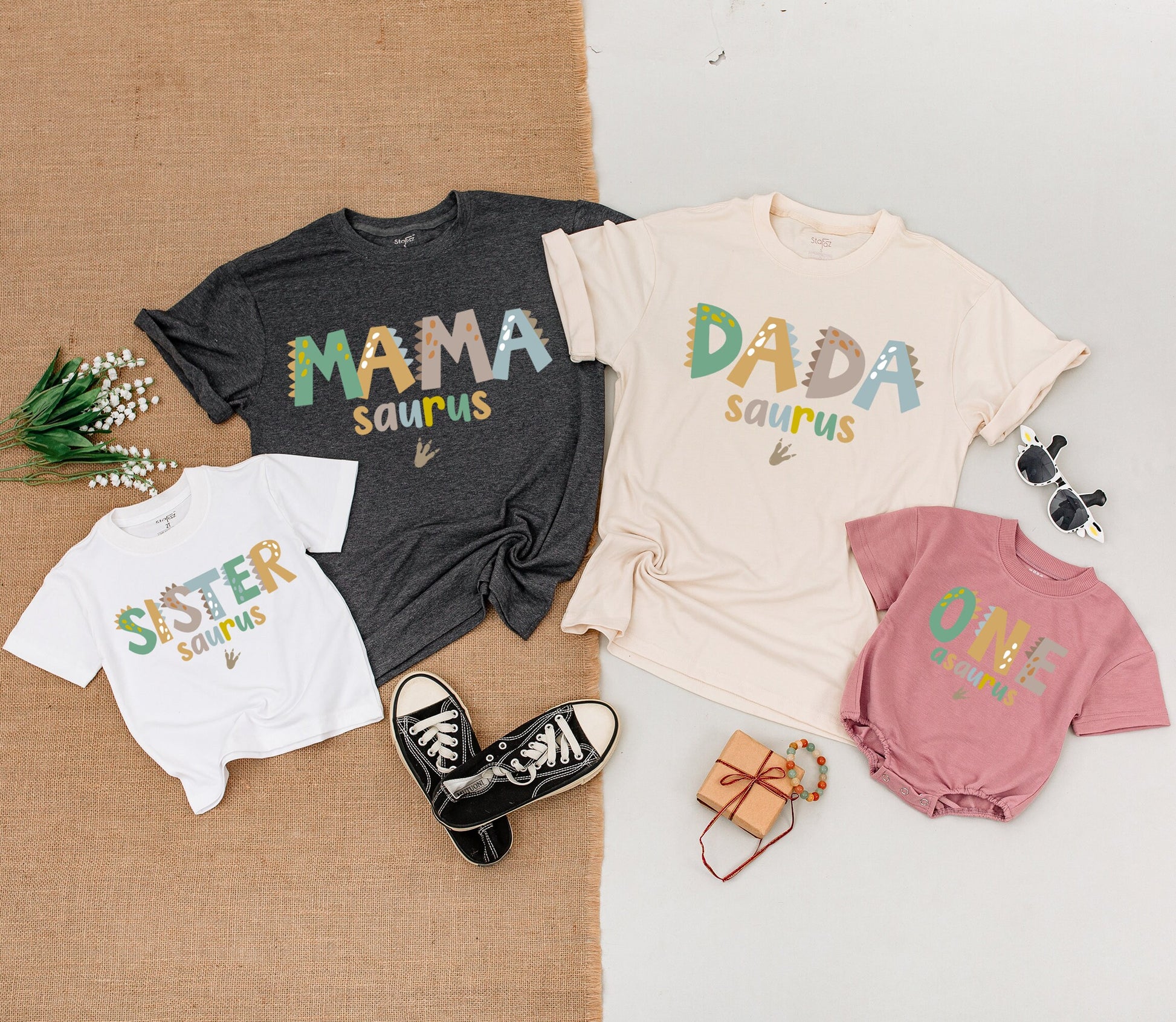 Oneasaurus 1st Birthday Dinosaur Family Matching Shirts Mommy Daddy Baby Boy Outfit Cute Dino Birthday Celebration Gift Idea
