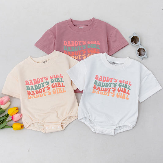 Daddy's Girl Oversized Bubble Romper for Baby Girls First Father's Day Infant Outfit Soft Comfortable Cotton Blend Shower Gift Idea