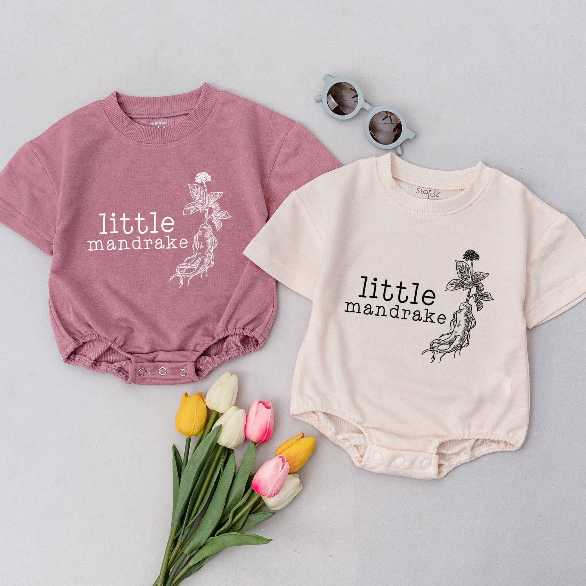 Little Mandrake Baby Romper: Wizard in Training Bodysuit, Cute Plant Sprout Outfit, Magic Potterhead Gift, Newborn Coming Home Outfit (Caution Mandrake!)