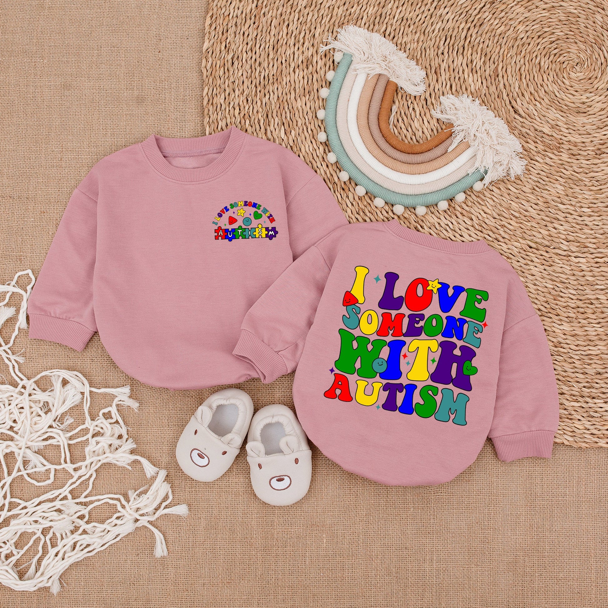 I Love Someone With Autism Retro Bright Colorful Baby Bubble Romper Bodysuit Autistic Pride Newborn Gift Playful Puzzle Piece Star Design
