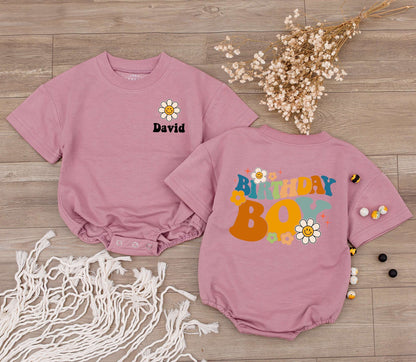 Custom Retro Birthday Boy Baby Romper First Birthday Son Outfit Cute Toddler Bodysuit Shirt Gift for New Baby Celebration