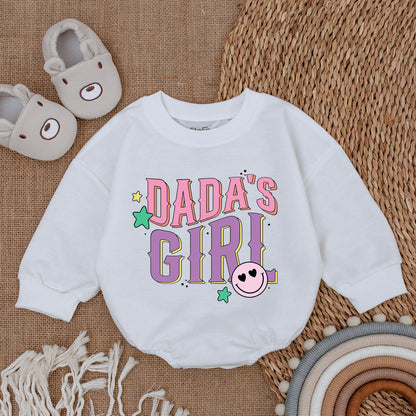 Dada's Girl Playful Pink Purple Romper with Heart Eye Smiley Face Stars Splatter Baby Girl Bodysuit Outfit Comfortable Gift