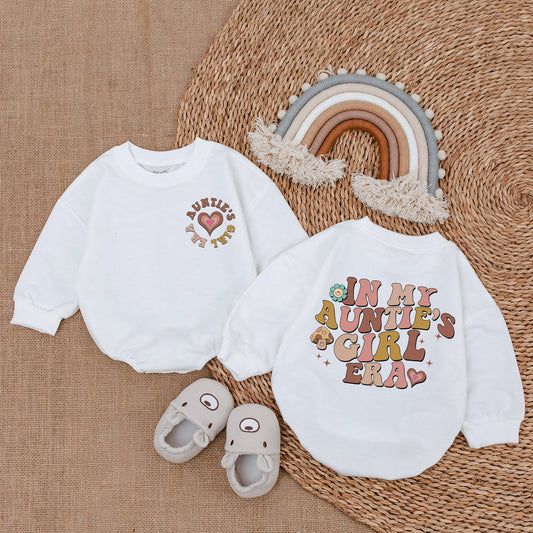 Auntie's Girl Romper Retro Floral Mushroom Baby Girl Outfit Gift from Auntie Cute Vintage Newborn Clothes Baby Shower