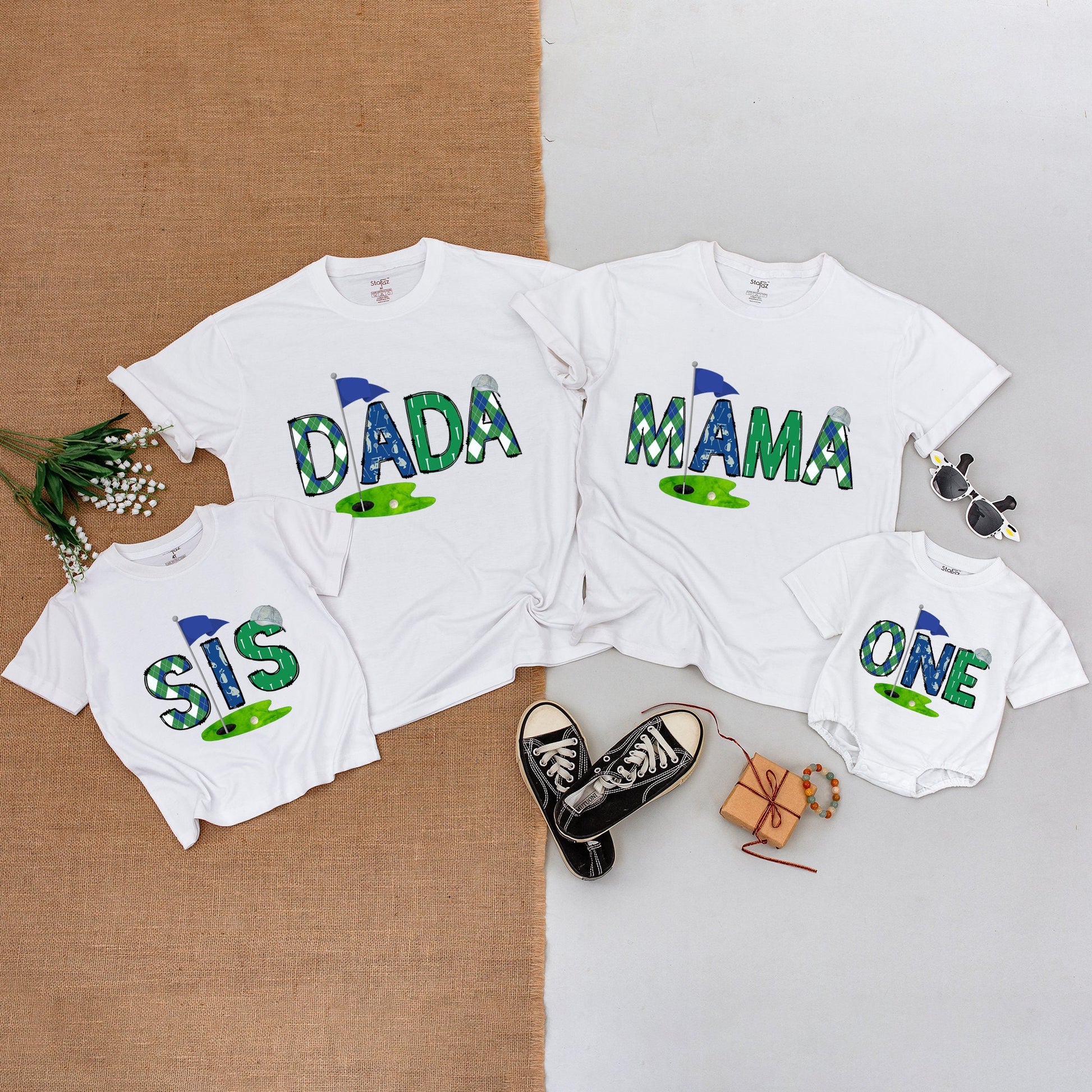 Hole in One Birthday Shirt Matching Family Golf Outfits Mommy and Me First Birthday Natural Baby Bodysuit