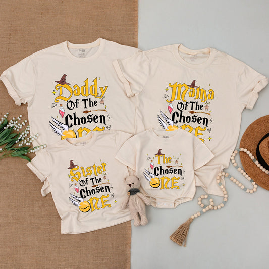 The Chosen One Birthday Shirt for Baby Boy and Family Matching Outfits Magical Wizard First Birthday Party Celebration Bodysuit