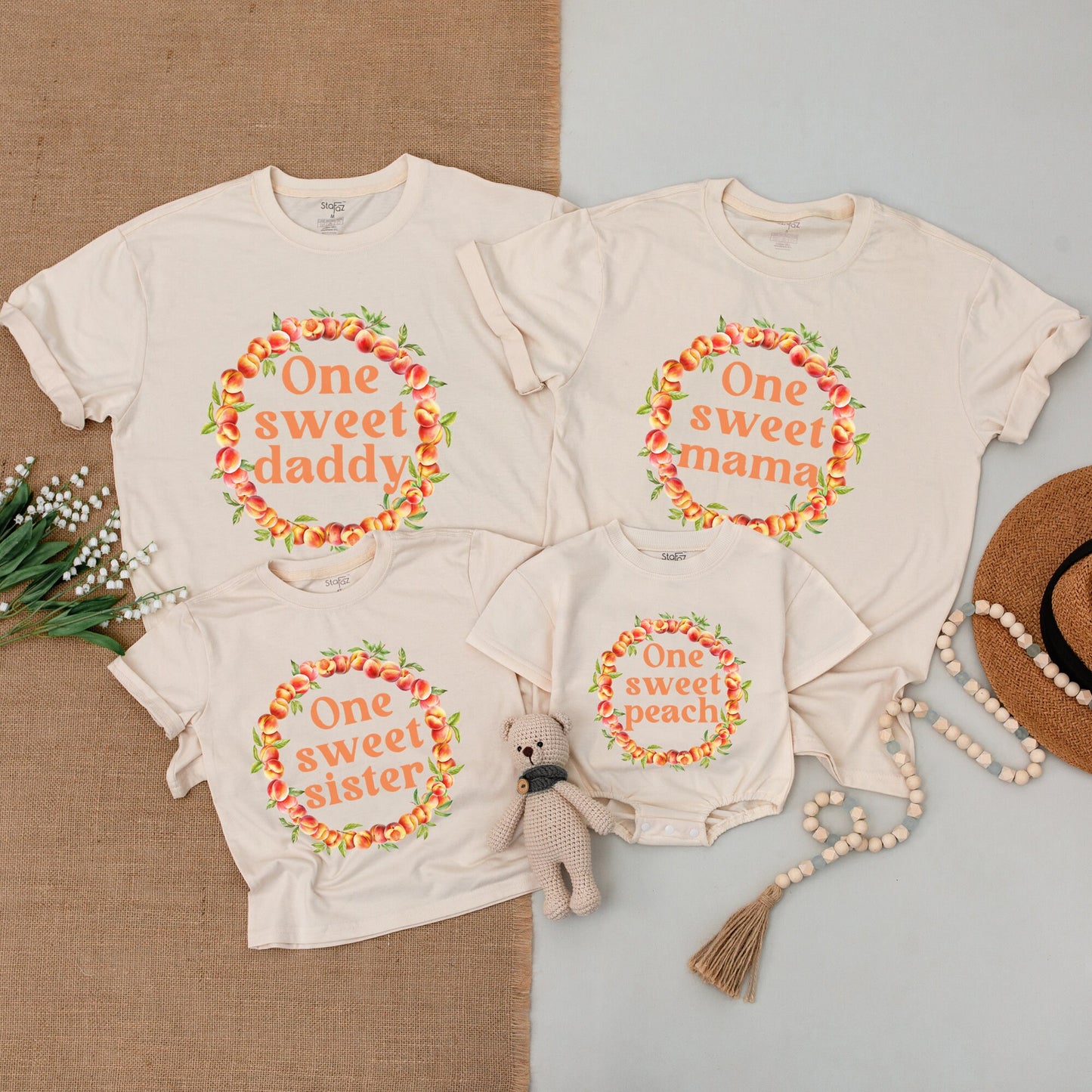 Peach Birthday Outfits: Matching Family Shirts for Sweet One Celebration