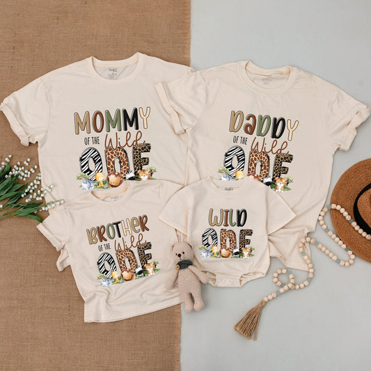 Wild One Safari Birthday Family Matching Shirts Mommy of the Wild One Zoo Outfit Safari Squad Animal Party