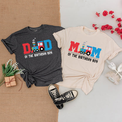 Personalized Matching Family Train Birthday Shirts Baby Boy Outfit Red Blue Cartoon Train Design First Year Celebration Gift