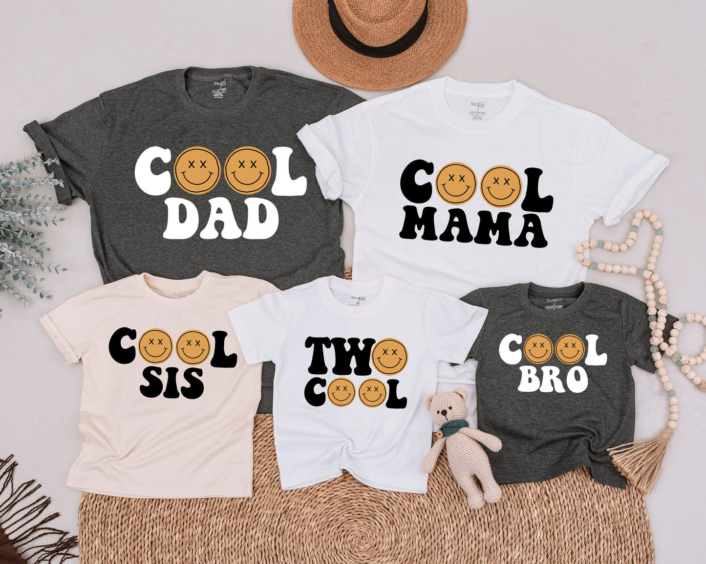 Two Cool Retro Smiley Face Birthday Shirts Matching Family 2nd Birthday Outfit Boy Girl Vintage Vibes