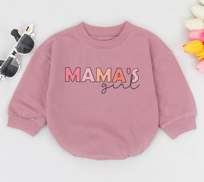 Matching Mama Mini Sweatshirts & Romper Mother Daughter Outfit Pink Gradient MAMA'S Girl Bold Blocky Simple Modern Soft Comfortable Baby Girl New Mom Gift