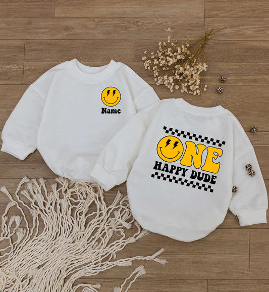 Smiley Face Personalized 1st Birthday Bodysuit for Boys & Girls