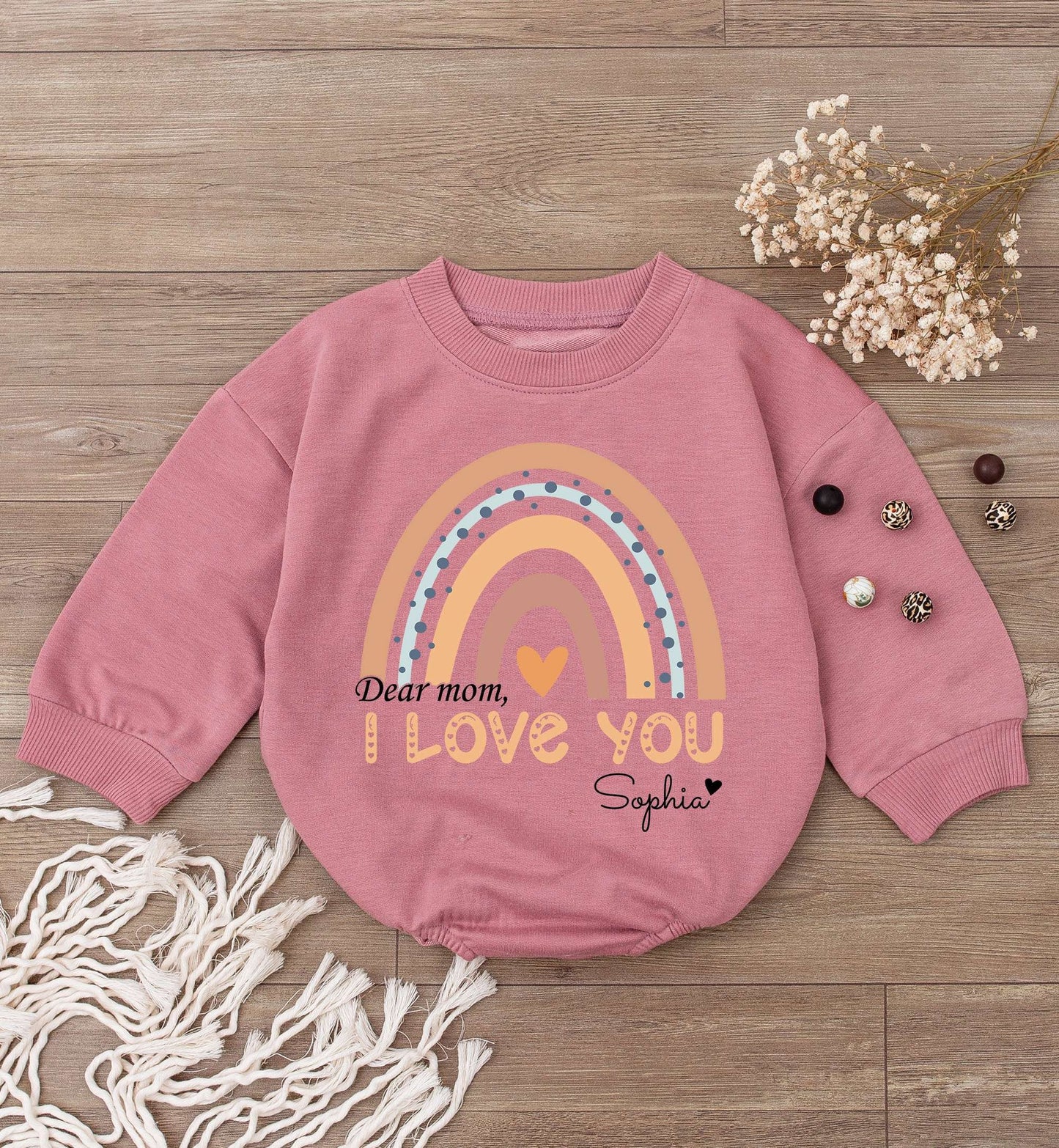 Personalized Dear Mom Baby Romper, First Mother's Day Outfit Gift