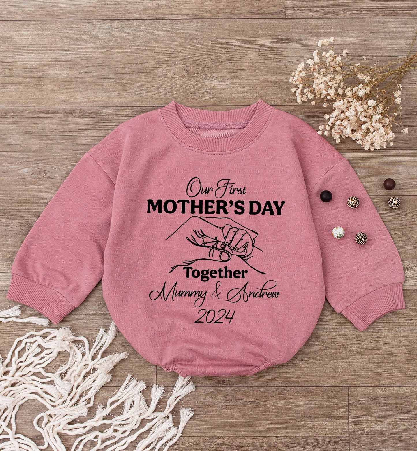 Personalized 1st Mother's Day Baby Romper – Custom Name Bodysuit