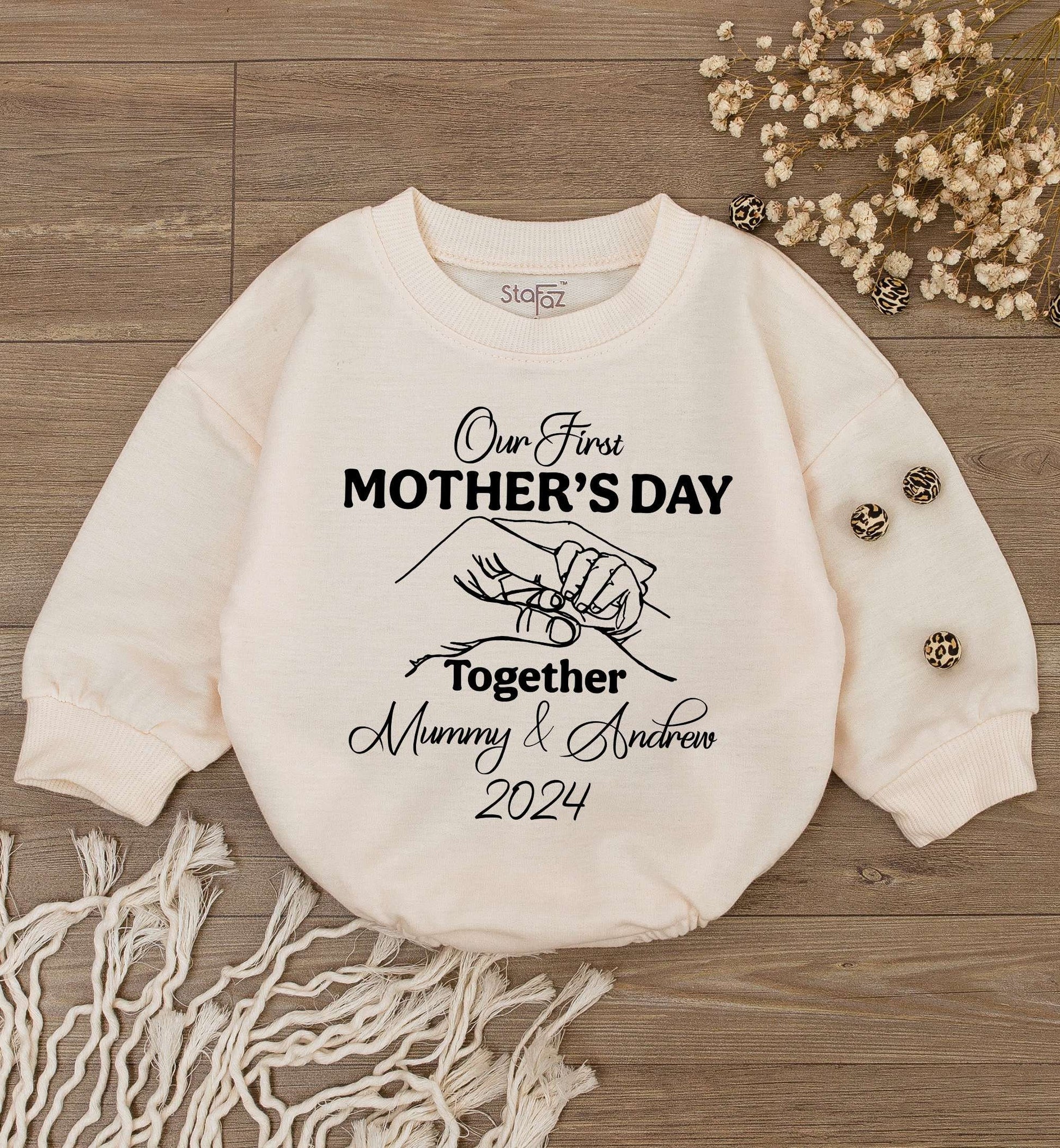 Personalized 1st Mother's Day Baby Romper – Custom Name Bodysuit