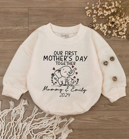 Personalized Elephant Baby Romper for First Mother's Day Gift
