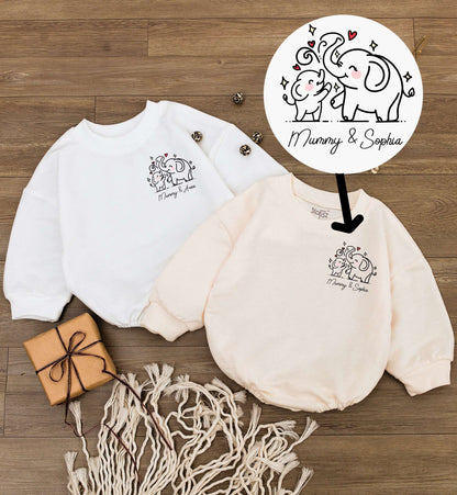 Personalized Elephant Baby Romper for First Mother's Day Gift