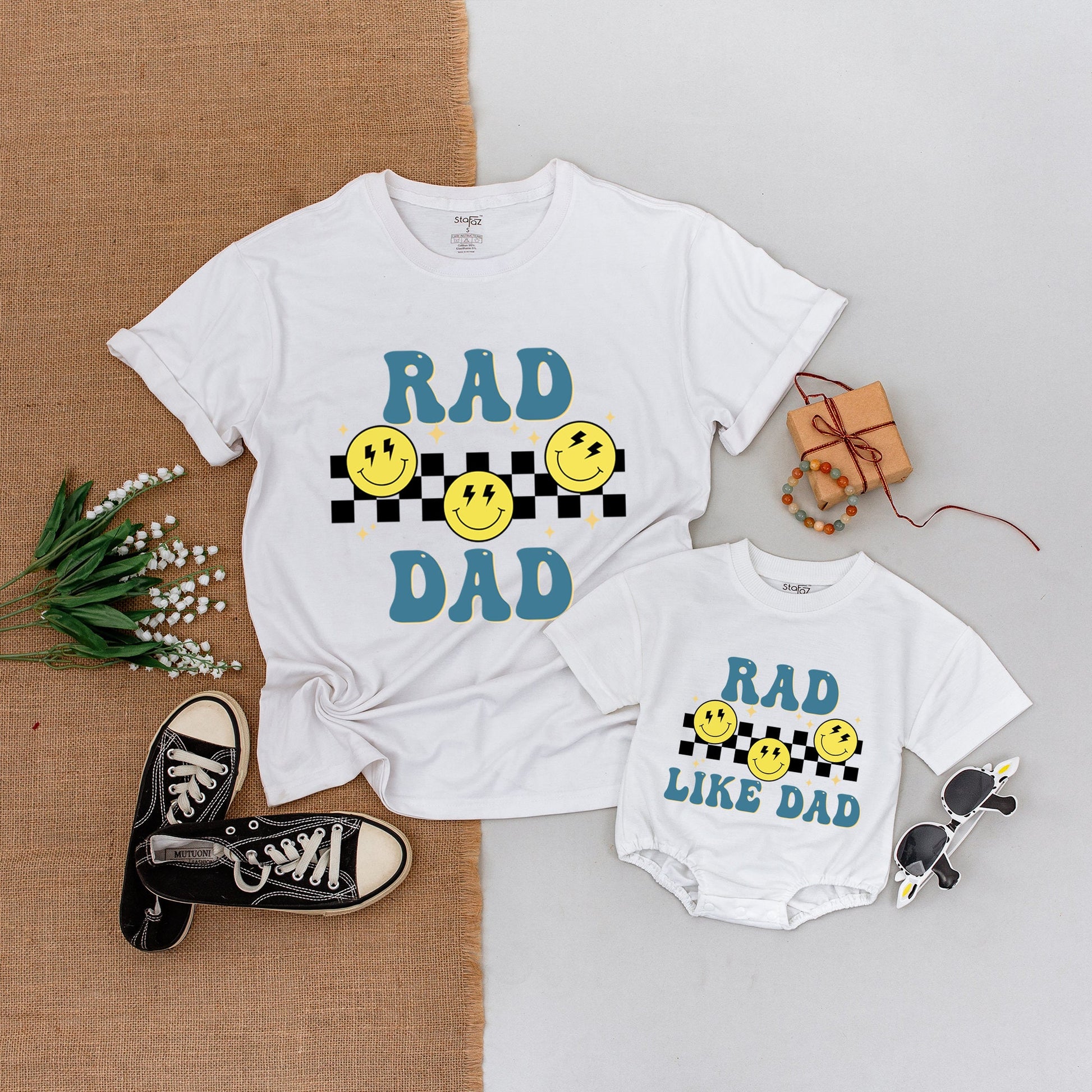 Rad Dad & Son Matching Outfits: Funny Retro Tees & Baby Bodysuits