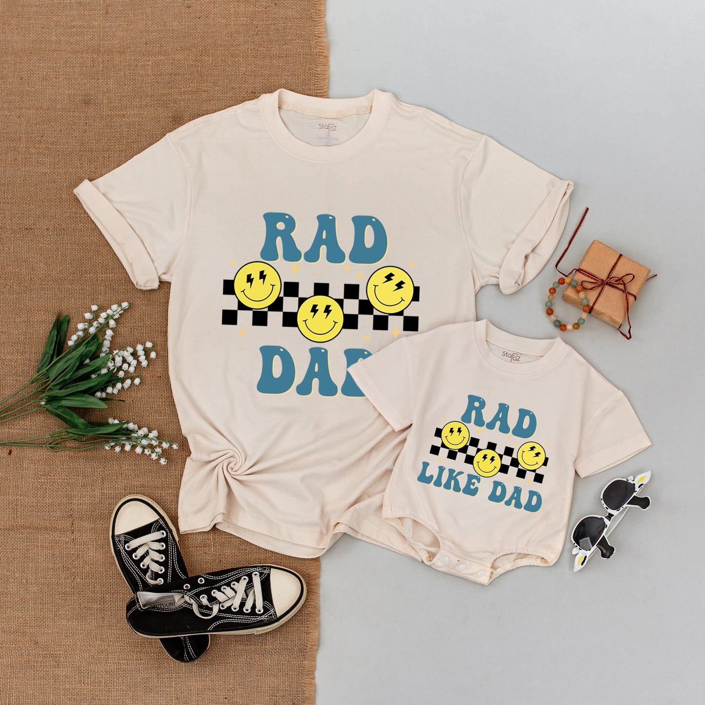 Rad Dad & Son Matching Outfits: Funny Retro Tees & Baby Bodysuits