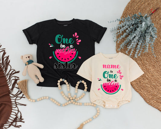 One in a Melon Family Birthday Shirts Matching Watermelon Outfit Mommy and Me Dad Brother Sister Birthday Girl Boy 1st Celebration Summer Party Tees
