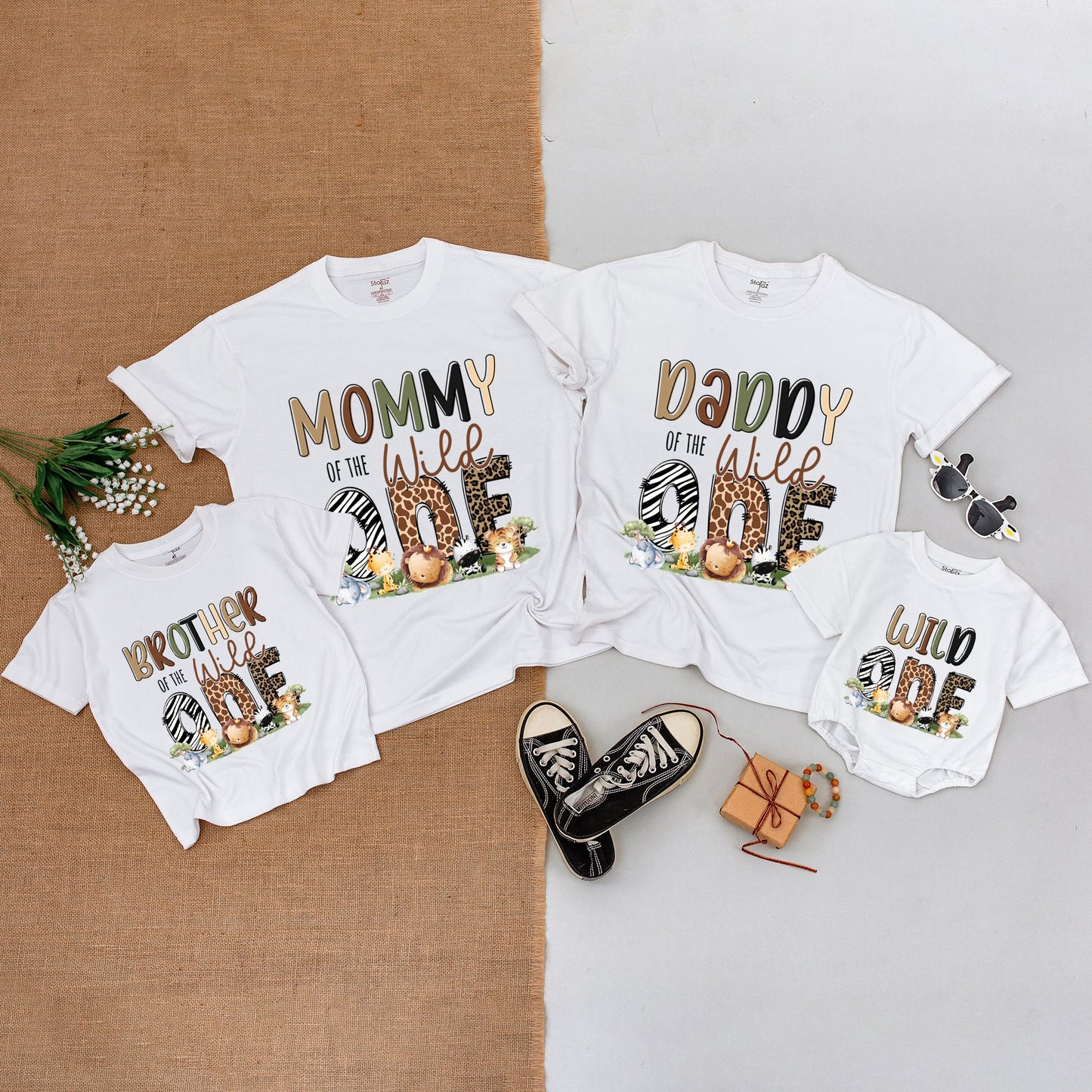 Wild One Safari Birthday Family Matching Shirts Mommy of the Wild One Zoo Outfit Safari Squad Animal Party
