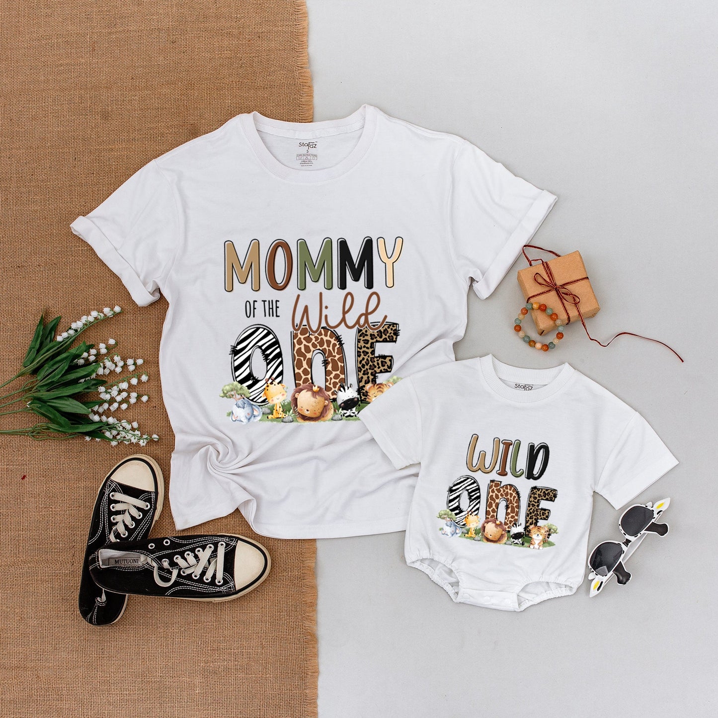 Safari Family Birthday Shirts, Wild One Zoo Party Outfits for Mom & Kid