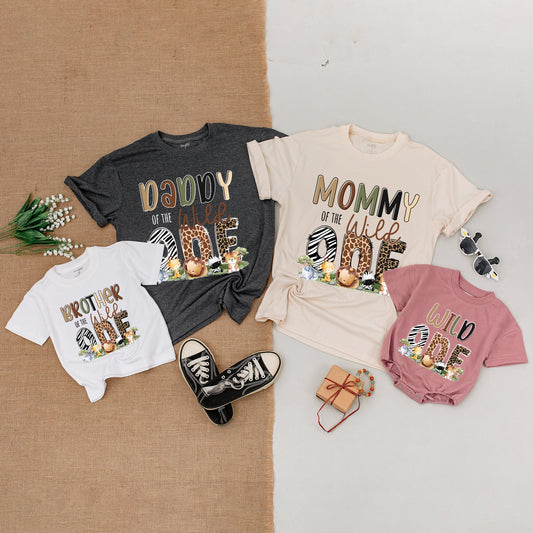 Wild One Safari Birthday Family Matching Shirts Mommy of the Wild One Zoo Outfit Safari Squad Animal Party