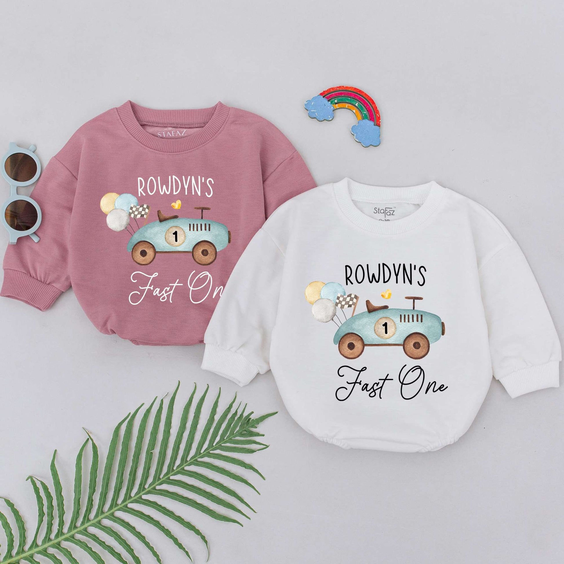 Race Car Romper: 1st Birthday Baby Bodysuit & Shower Gift  