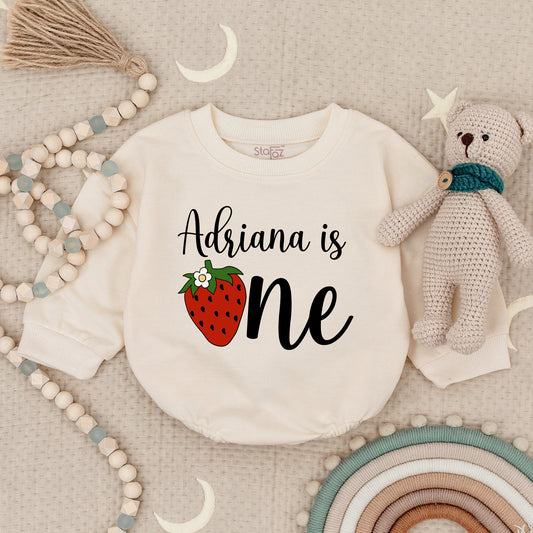 Berry First Birthday Outfit: Custom Strawberry Romper & Bodysuit