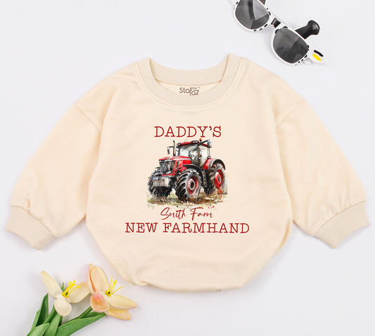 Personalized Farmhand Baby Romper Dad's Little Helper Tractor Design Farm Baby Gift Cute Outfit Soft Cotton First Father's Day Tractor Birthday Gift