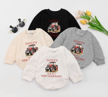 Personalized Farmhand Baby Romper Dad's Little Helper Tractor Design Farm Baby Gift Cute Outfit Soft Cotton First Father's Day Tractor Birthday Gift