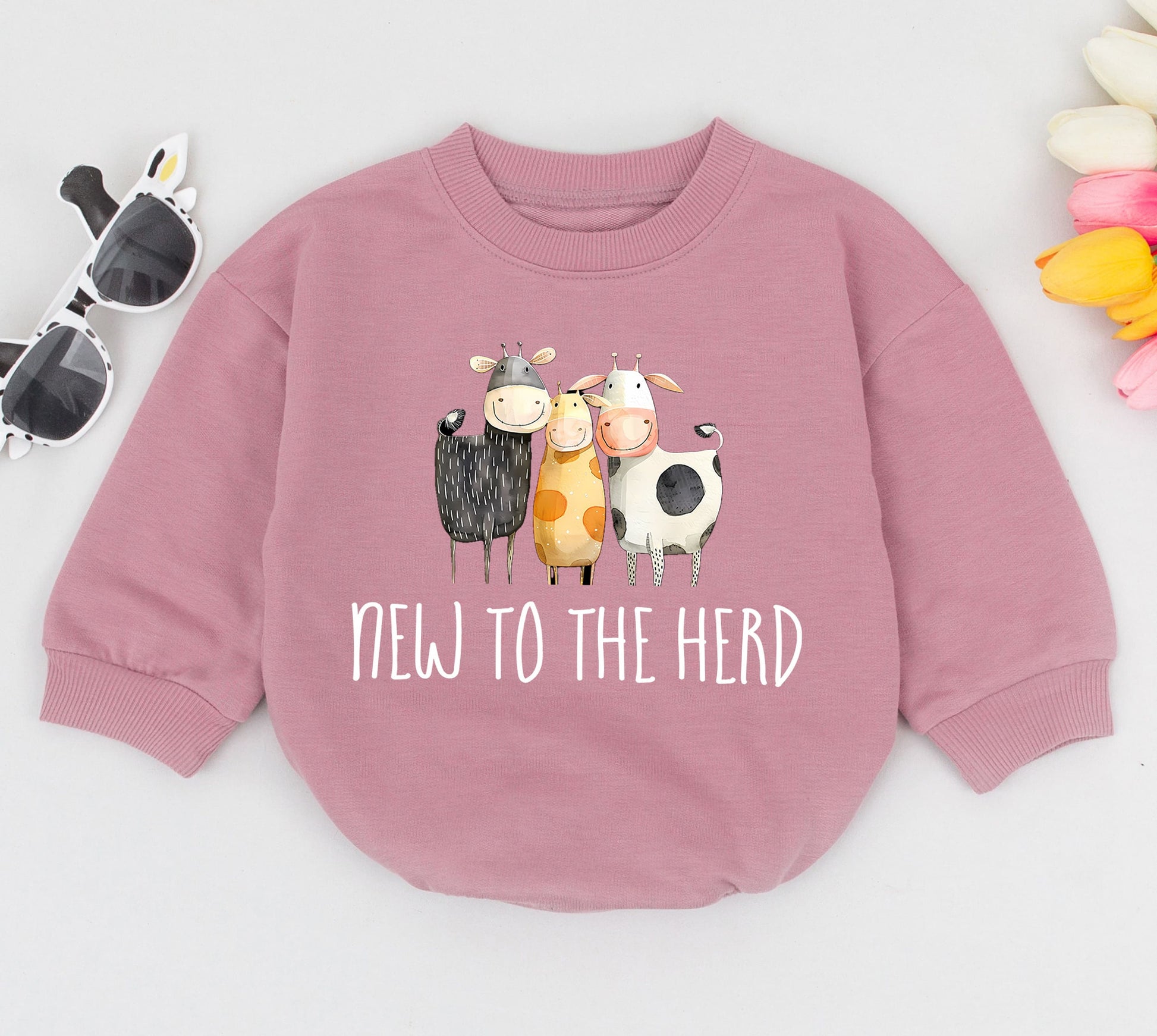 Cow-Themed Newborn Romper: Funny Farm Baby Outfit, Gender Neutral  
