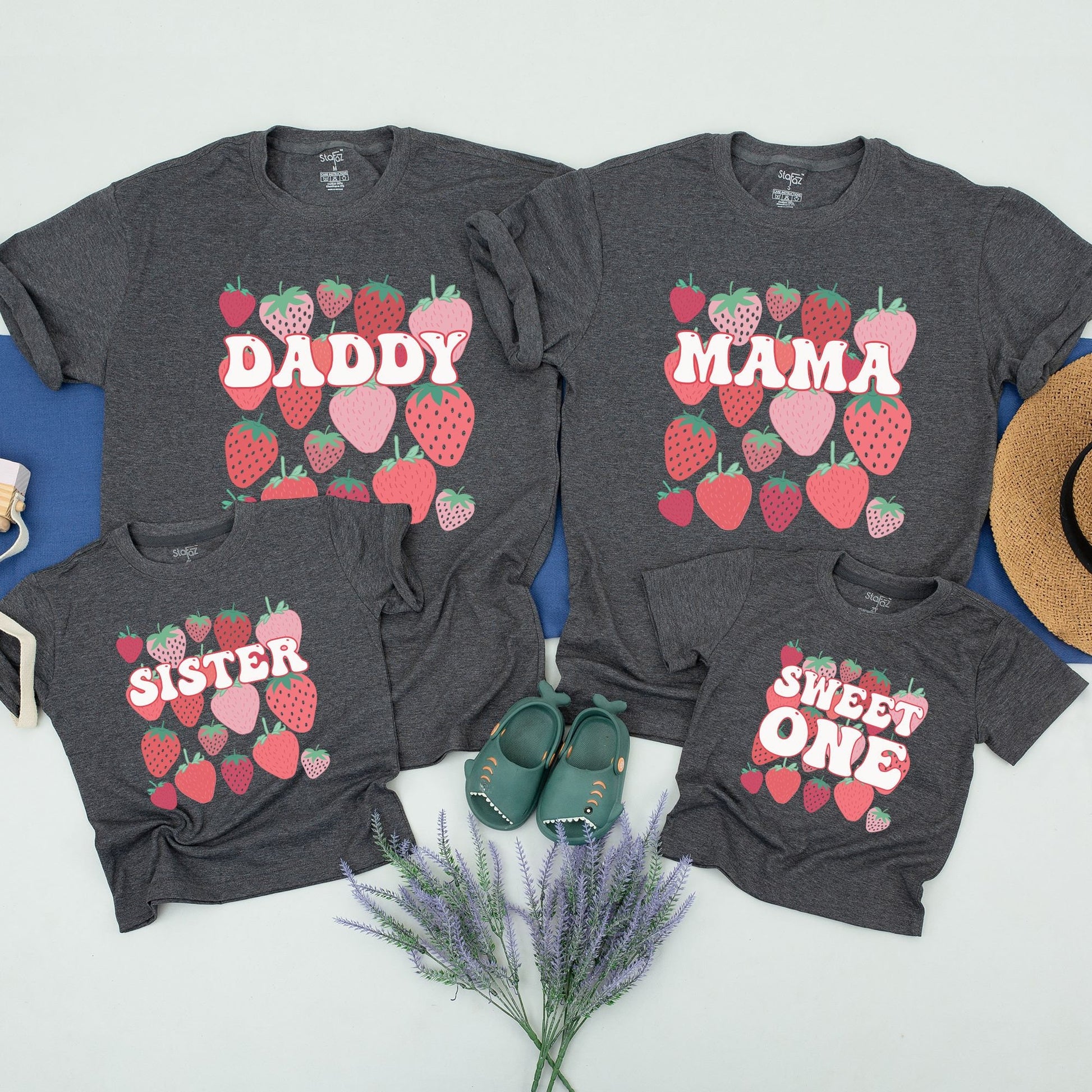 Custom Berry First Birthday Family Matching Strawberry Party Shirts for Mama Daddy Brother Sweet One Cute Retro 1st Birthday Outfits