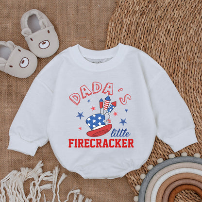 Patriotic Baby Bodysuit - Dada's Firecracker Romper Outfit