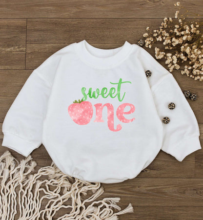 Retro Strawberry Romper, Gender Neutral Baby Outfit, Birthday Gift