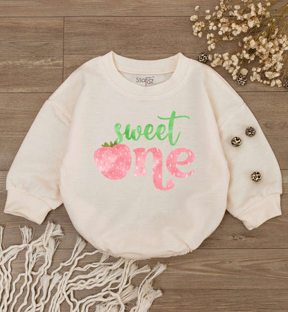 Retro Strawberry Romper, Gender Neutral Baby Outfit, Birthday Gift