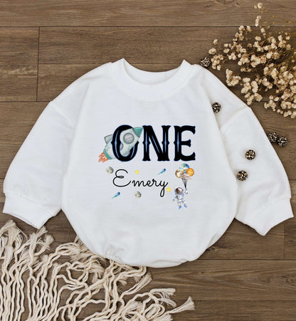 Galaxy Themed Personalized 1st Birthday Bodysuit | Unisex Baby Outfit