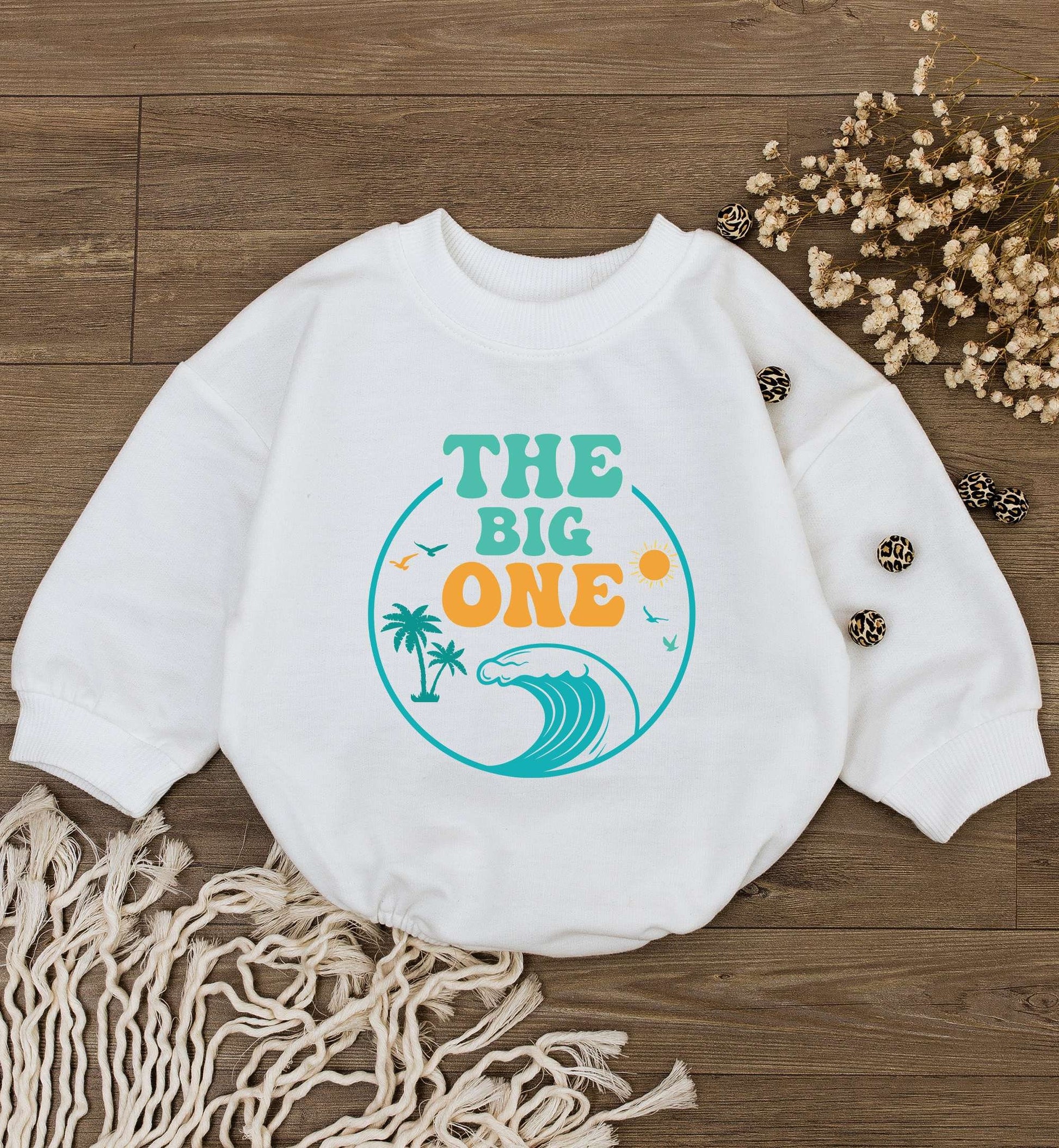 Beach Van 1st Birthday Romper: Neutral Baby Shower & Summer Outfit