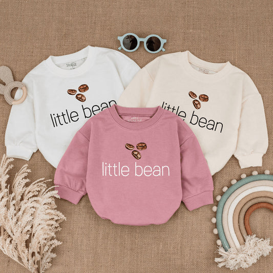 Little Bean Coffee Baby Romper Outfit, Coffee Lover Newborn Clothes, Toddler Sweater, Soft Infant Bodysuit, Unique Baby Shower Gift, Long Sleeve, Boho Style (137 chars)