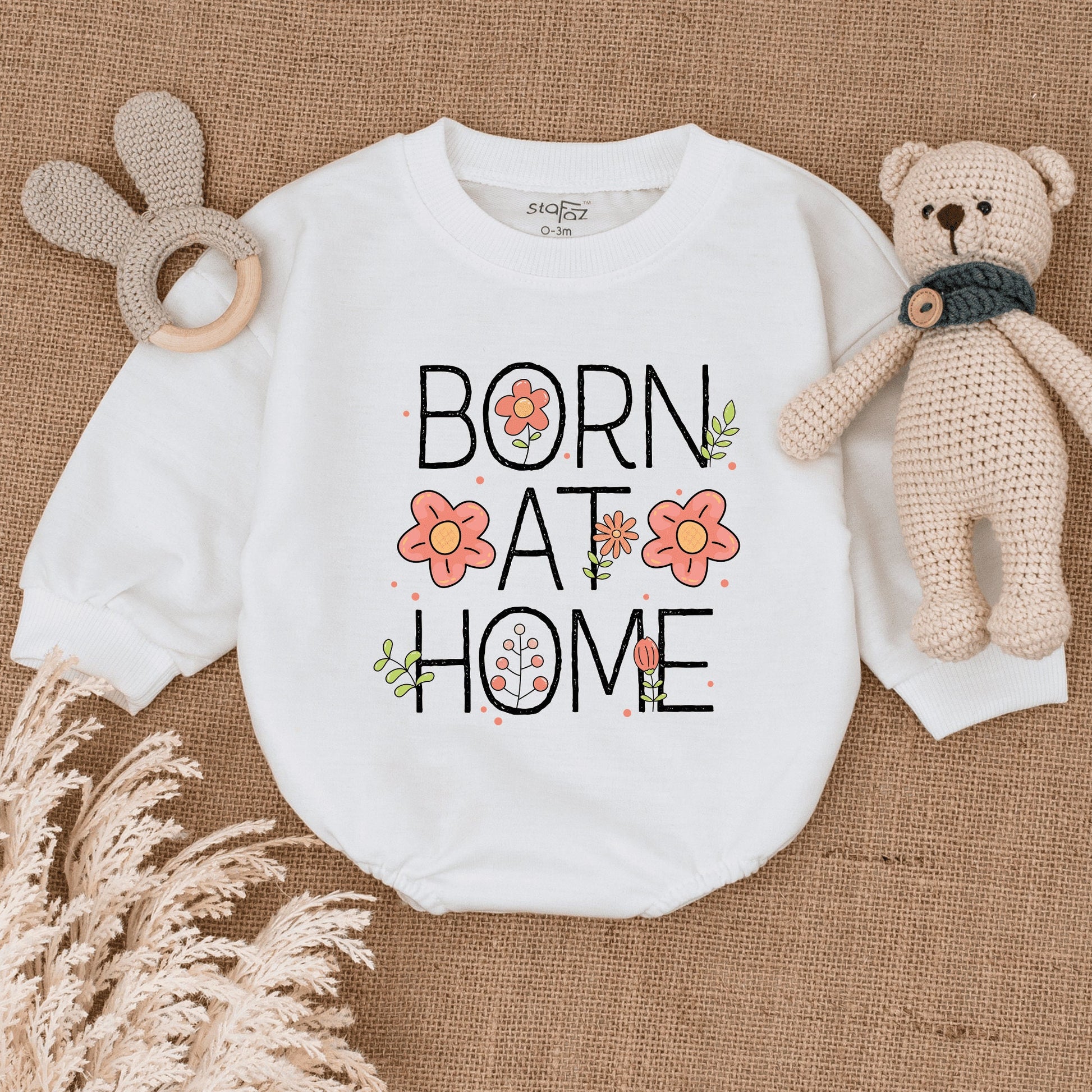 Home Birth Baby Romper, Newborn Outfit, Natural Birth Announcement