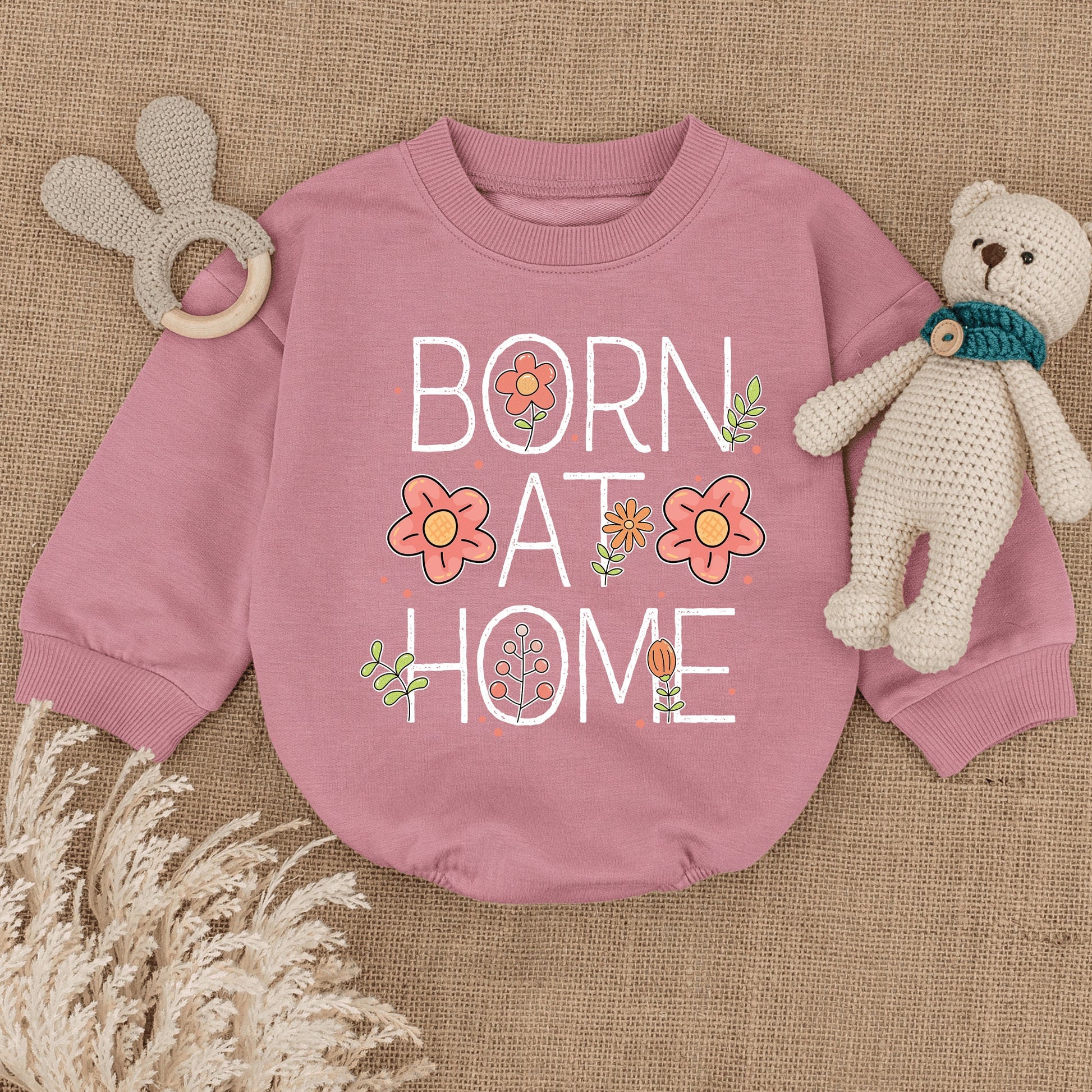 Home Birth Baby Romper, Newborn Outfit, Natural Birth Announcement