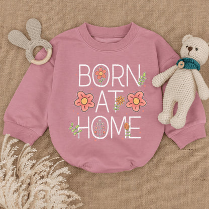 Home Birth Baby Romper, Newborn Outfit, Natural Birth Announcement