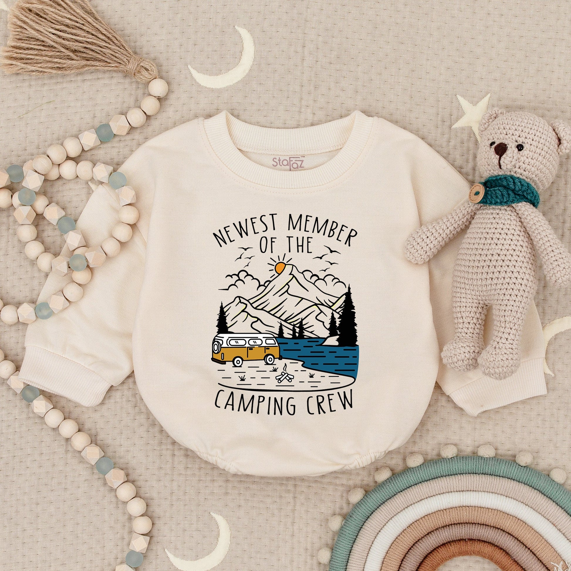 Newborn Baby Romper One Happy Camper Adventure Camping Outfit for Infant Boy Girl Soft Cotton Travel Buddy Bodysuit Mountains Nature Explore Gift