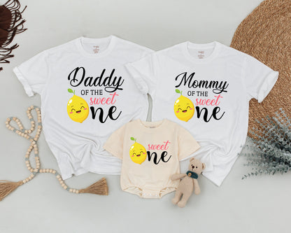 Personalized Sweet One Lemon First Birthday Shirts Matching Mommy and Me Family Baby Toddler Party Outfits Cheerful Lemonade Theme
