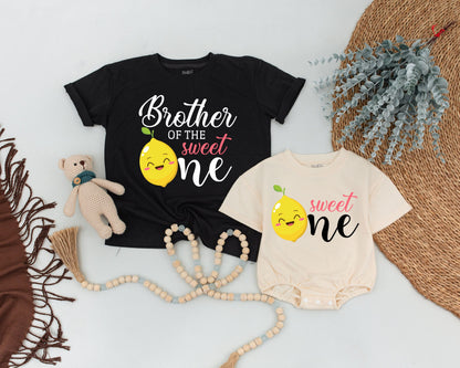 Personalized Sweet One Lemon First Birthday Shirts Matching Mommy and Me Family Baby Toddler Party Outfits Cheerful Lemonade Theme