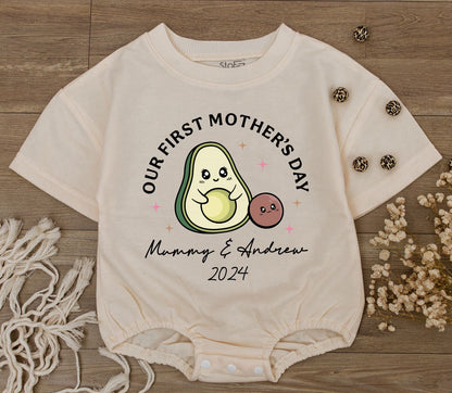 Custom Funny Baby Romper - Retro Birthday Bodysuit & Avocado Sleepsuit