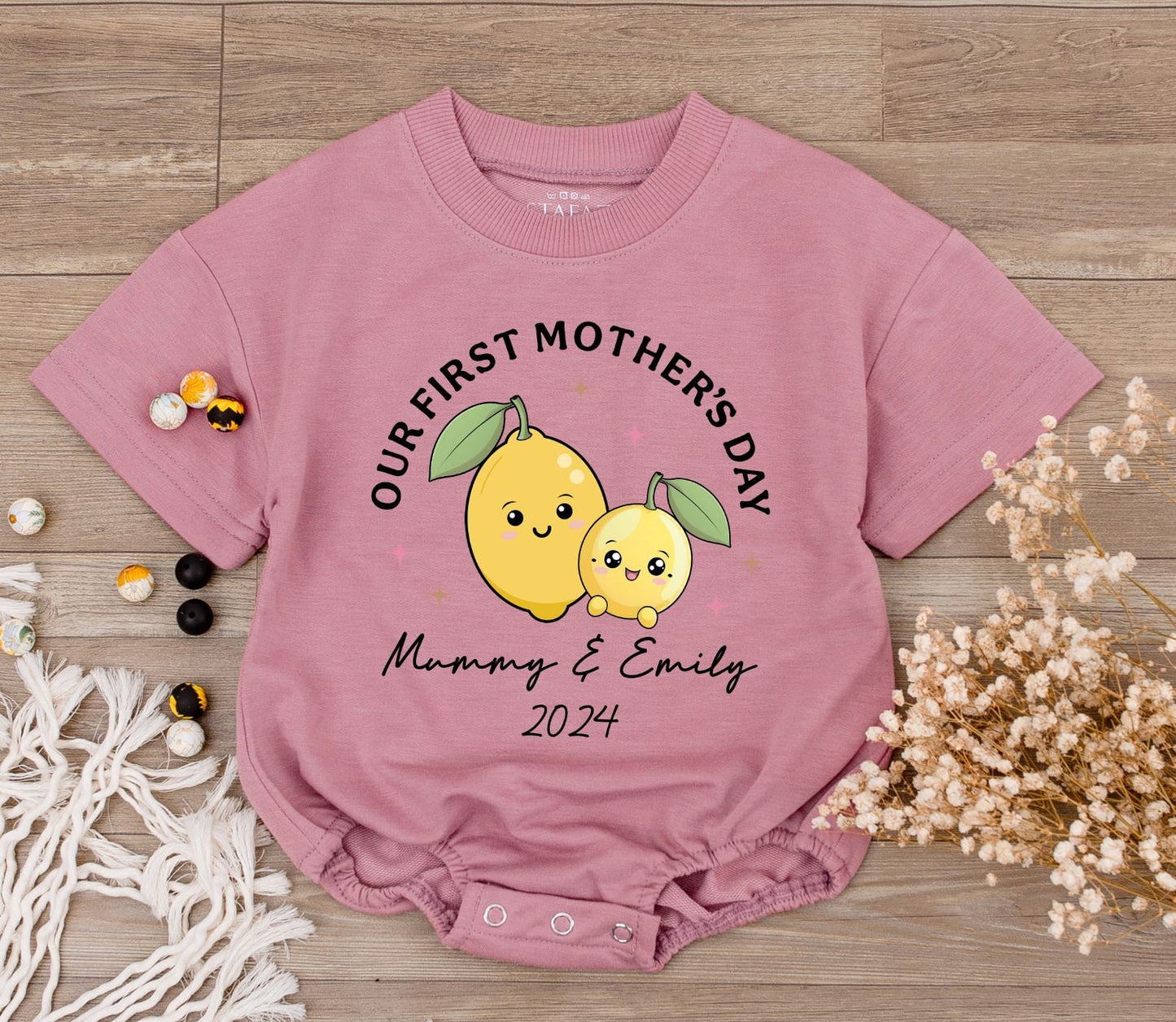 Custom Funny 1st Mother's Day Baby Romper | Retro Birthday Bodysuit